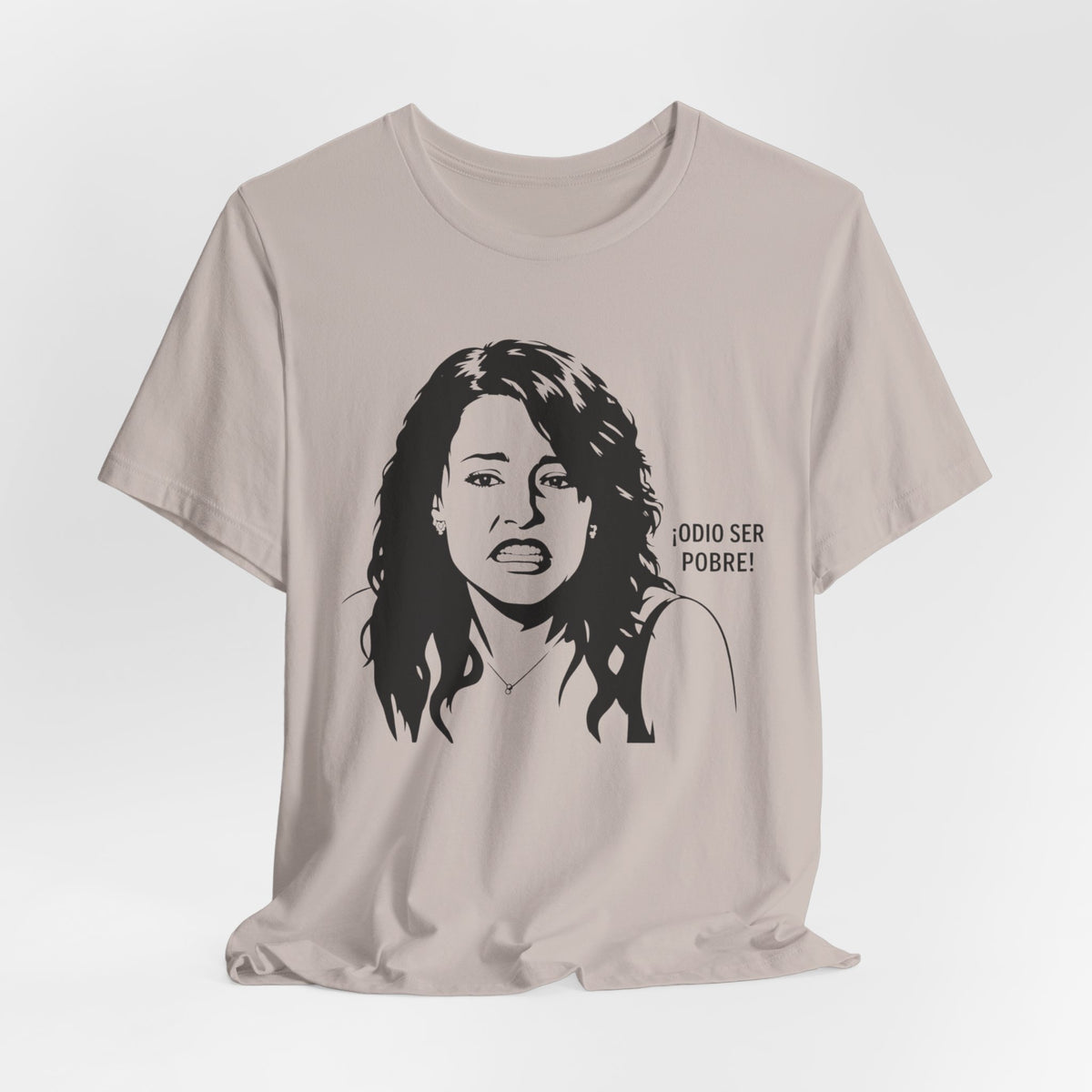 "Odio Ser Pobre" Graphic Tee — Retro Monochrome Portrait T-Shirt