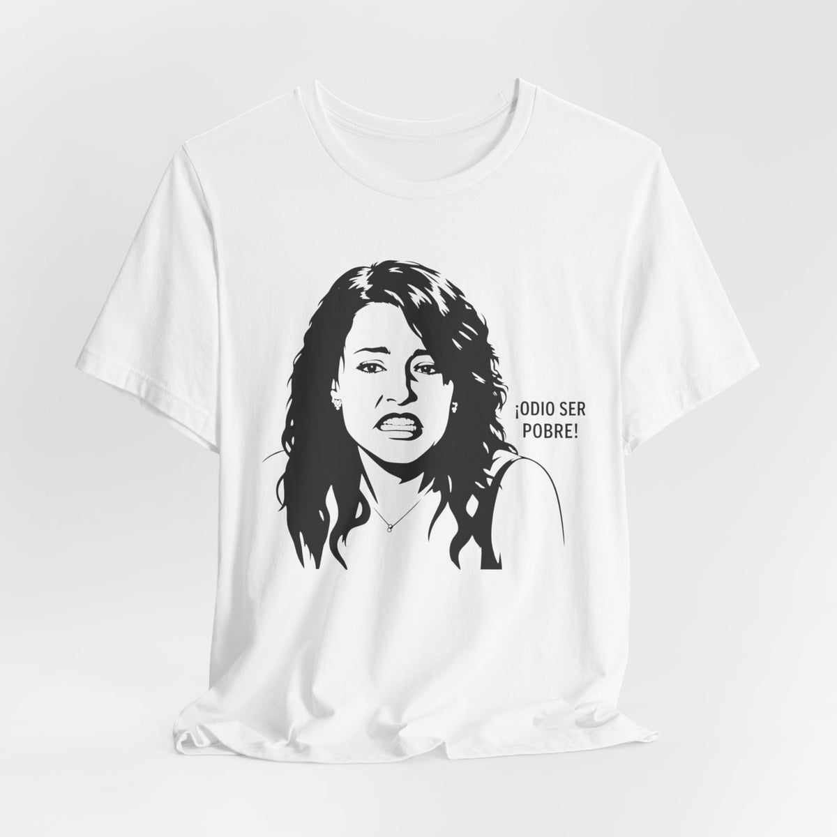 "Odio Ser Pobre" Graphic Tee — Retro Monochrome Portrait T-Shirt