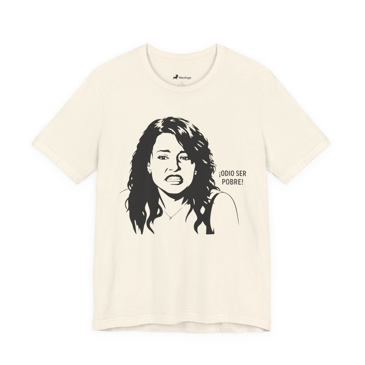 "Odio Ser Pobre" Graphic Tee — Retro Monochrome Portrait T-Shirt