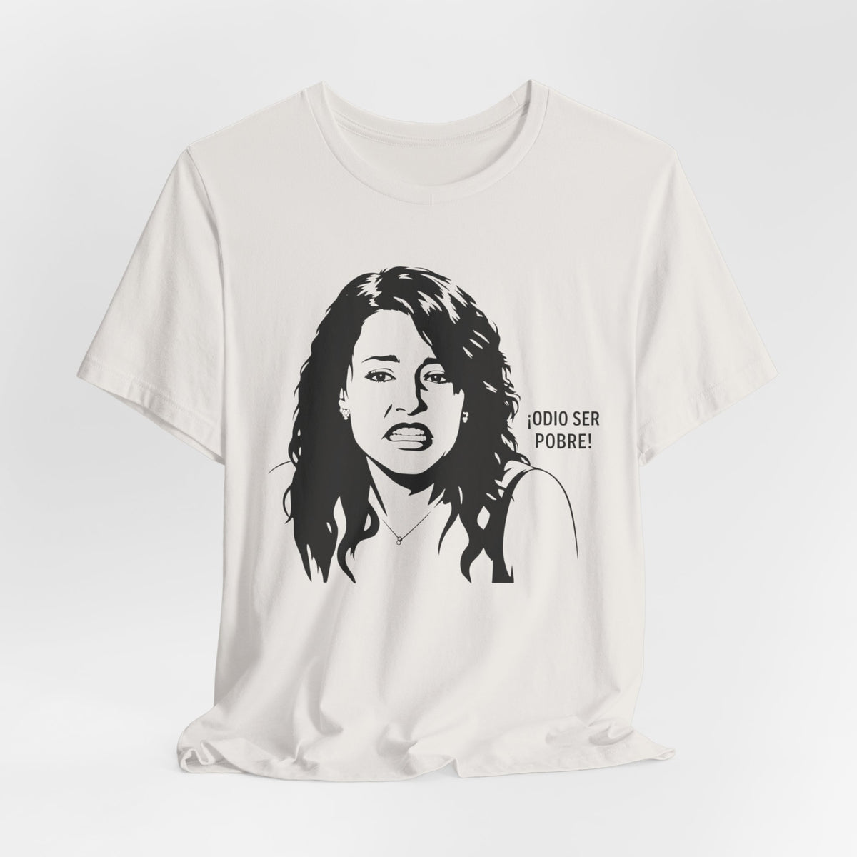 "Odio Ser Pobre" Graphic Tee — Retro Monochrome Portrait T-Shirt