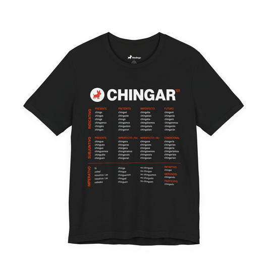 Chingar Verb Chart T-Shirt (Black) — Spanish Slang Conjugation Tee