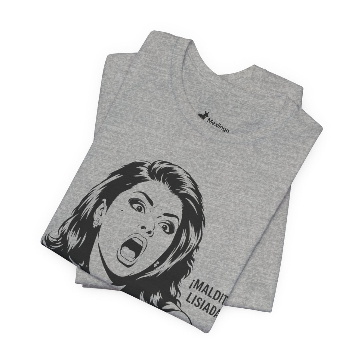Maldita Lisiada Graphic Tee — Retro Shocked Woman Spanish Phrase T‑Shirt