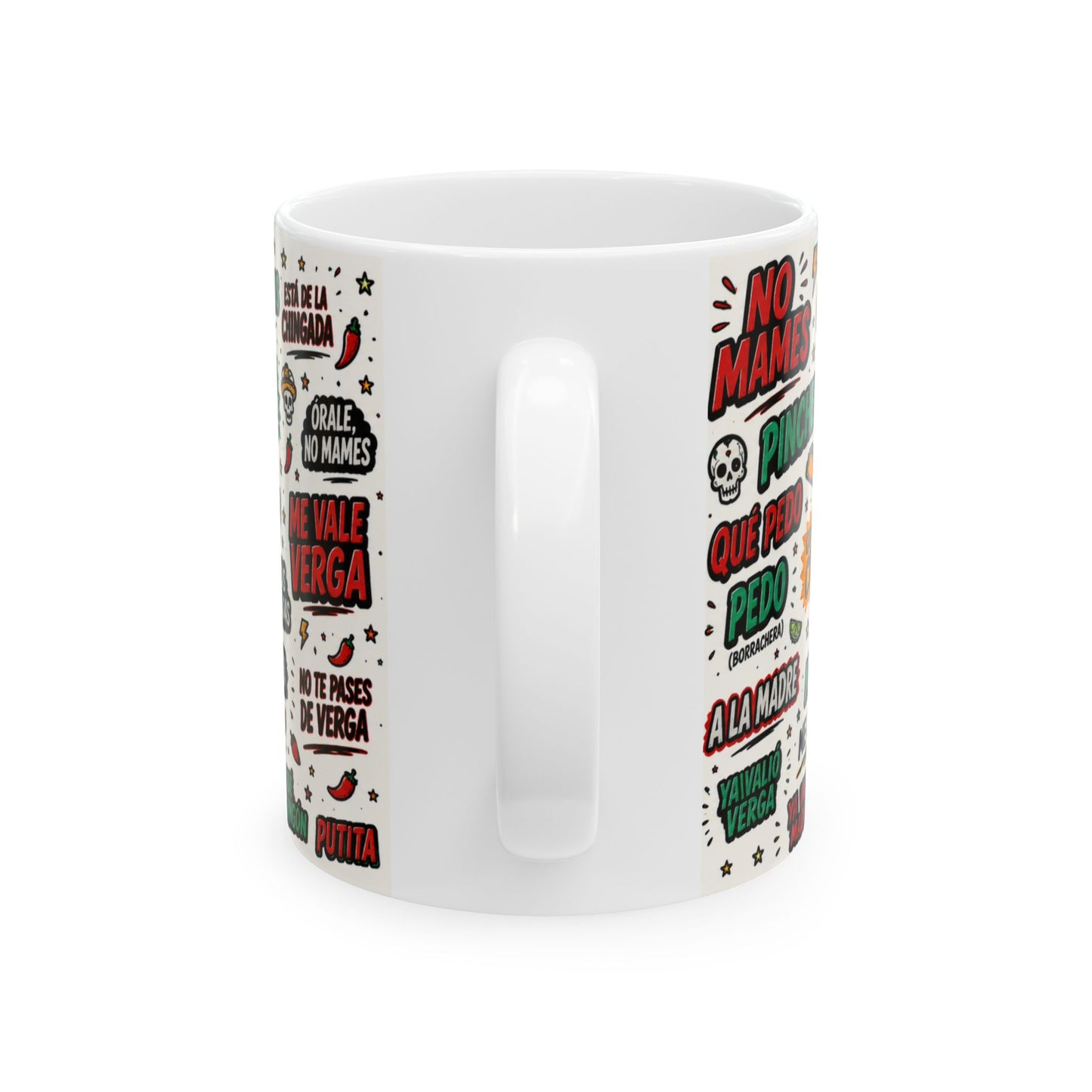 Vulgar Spanish Slang Collage Mug 11oz 15oz | Vulgar Phrases Ceramic Mug