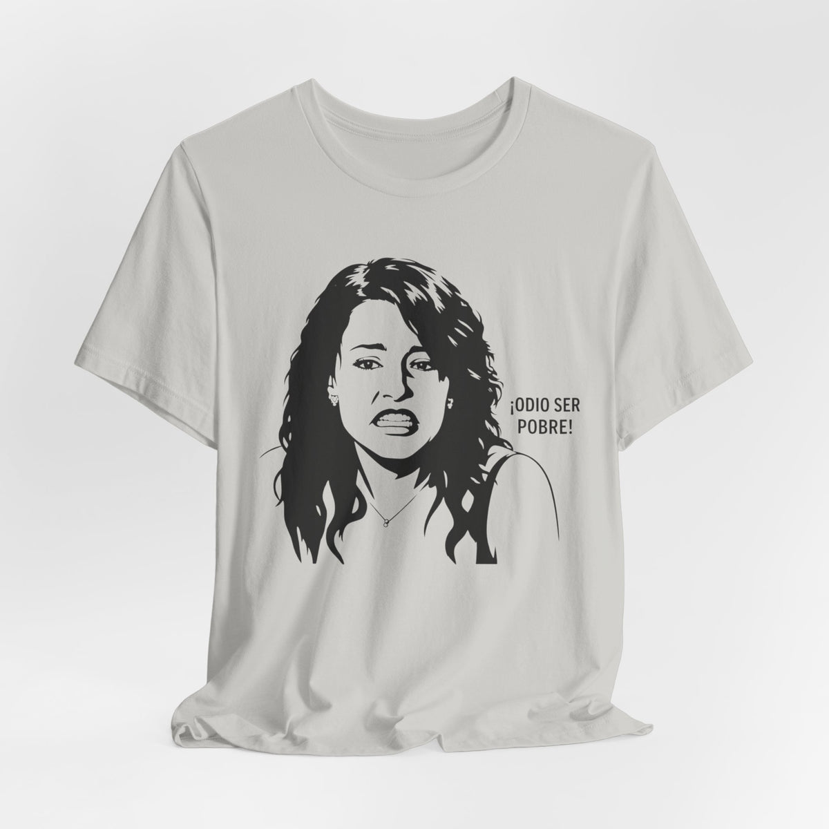 "Odio Ser Pobre" Graphic Tee — Retro Monochrome Portrait T-Shirt