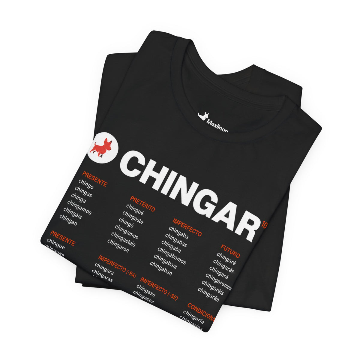 Chingar Verb Chart T-Shirt (Black) — Spanish Slang Conjugation Tee