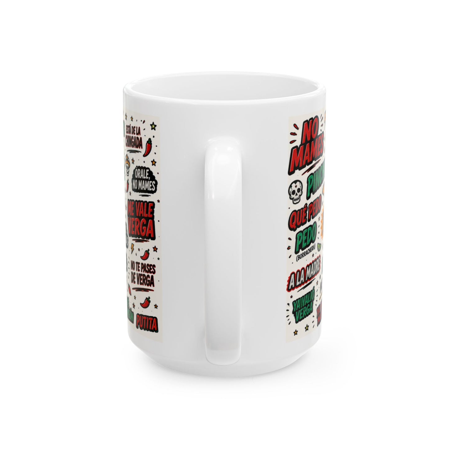 Vulgar Spanish Slang Collage Mug 11oz 15oz | Vulgar Phrases Ceramic Mug