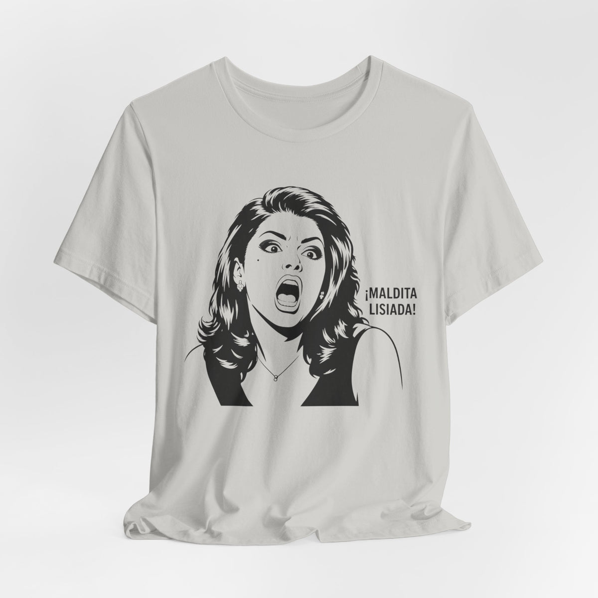 Maldita Lisiada Graphic Tee — Retro Shocked Woman Spanish Phrase T‑Shirt