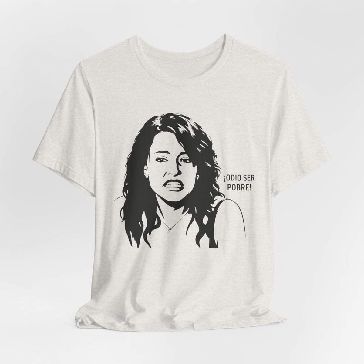 "Odio Ser Pobre" Graphic Tee — Retro Monochrome Portrait T-Shirt