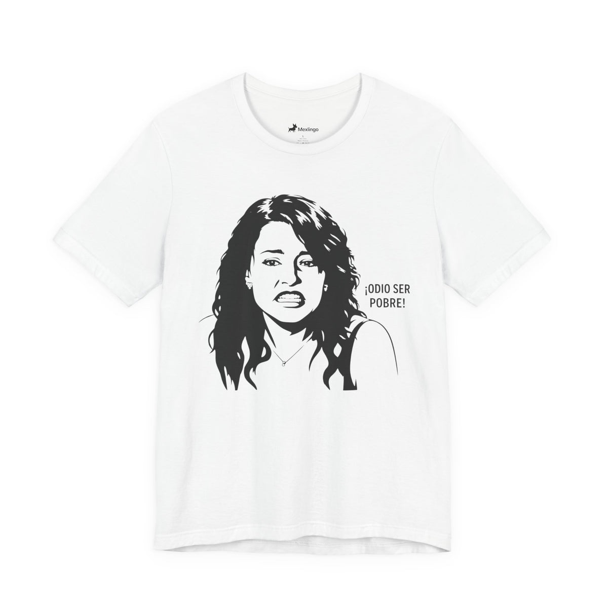 "Odio Ser Pobre" Graphic Tee — Retro Monochrome Portrait T-Shirt