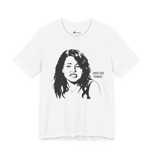 "Odio Ser Pobre" Graphic Tee — Retro Monochrome Portrait T-Shirt