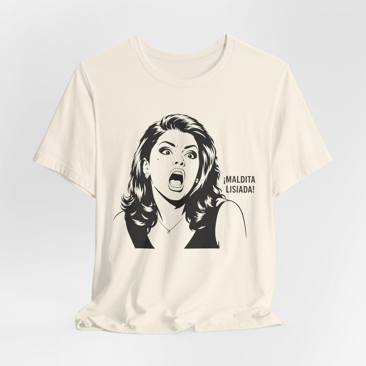 Maldita Lisiada Graphic Tee — Retro Shocked Woman Spanish Phrase T‑Shirt