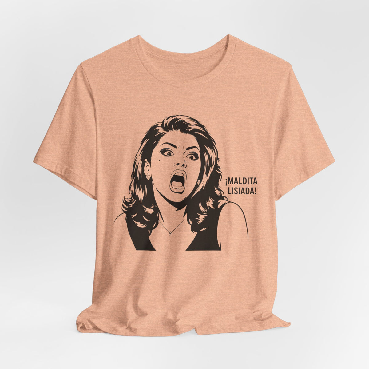 Maldita Lisiada Graphic Tee — Retro Shocked Woman Spanish Phrase T‑Shirt