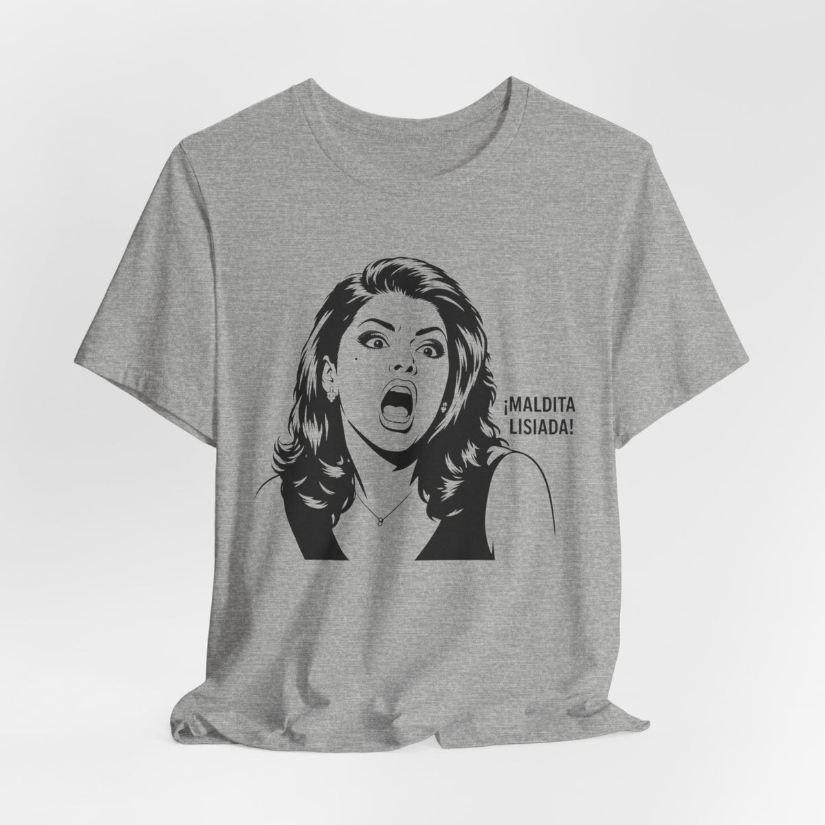 Maldita Lisiada Graphic Tee — Retro Shocked Woman Spanish Phrase T‑Shirt
