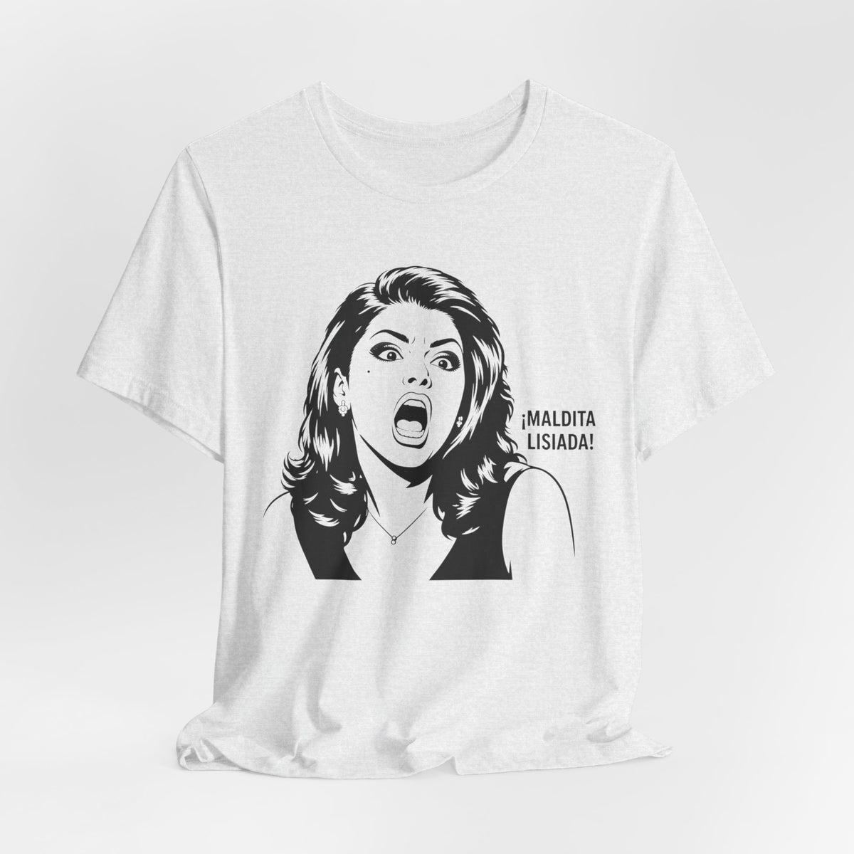 Maldita Lisiada Graphic Tee — Retro Shocked Woman Spanish Phrase T‑Shirt