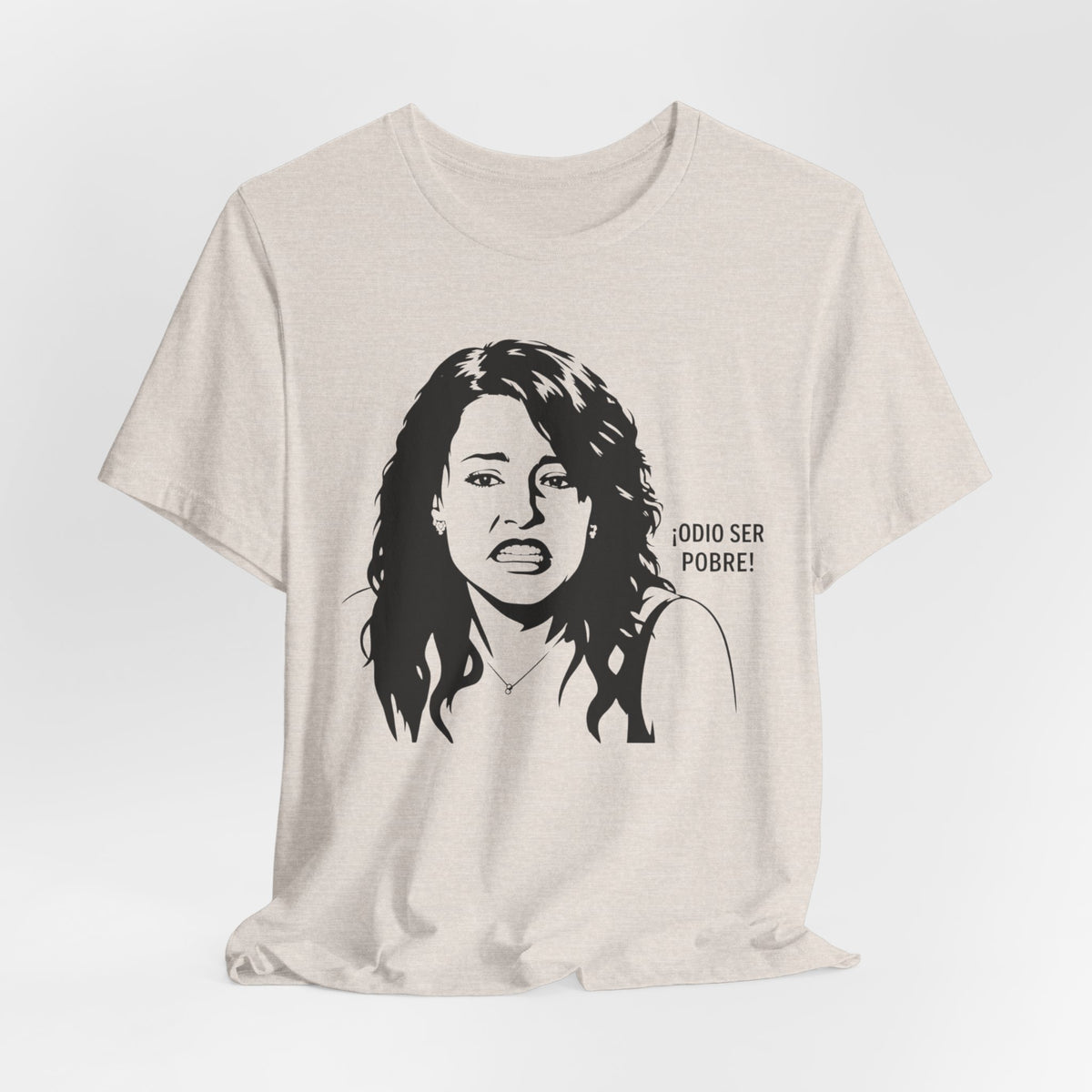 "Odio Ser Pobre" Graphic Tee — Retro Monochrome Portrait T-Shirt