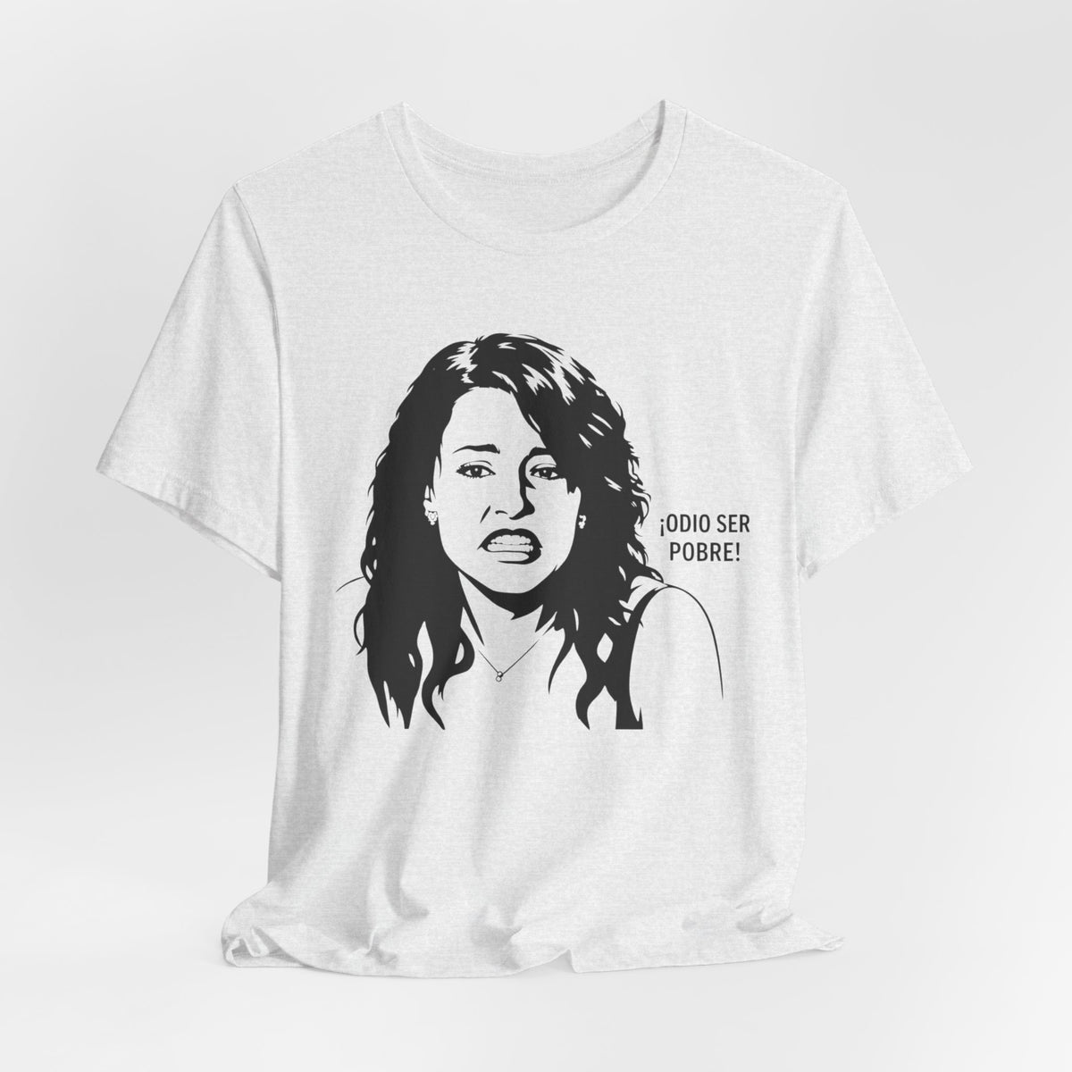 "Odio Ser Pobre" Graphic Tee — Retro Monochrome Portrait T-Shirt