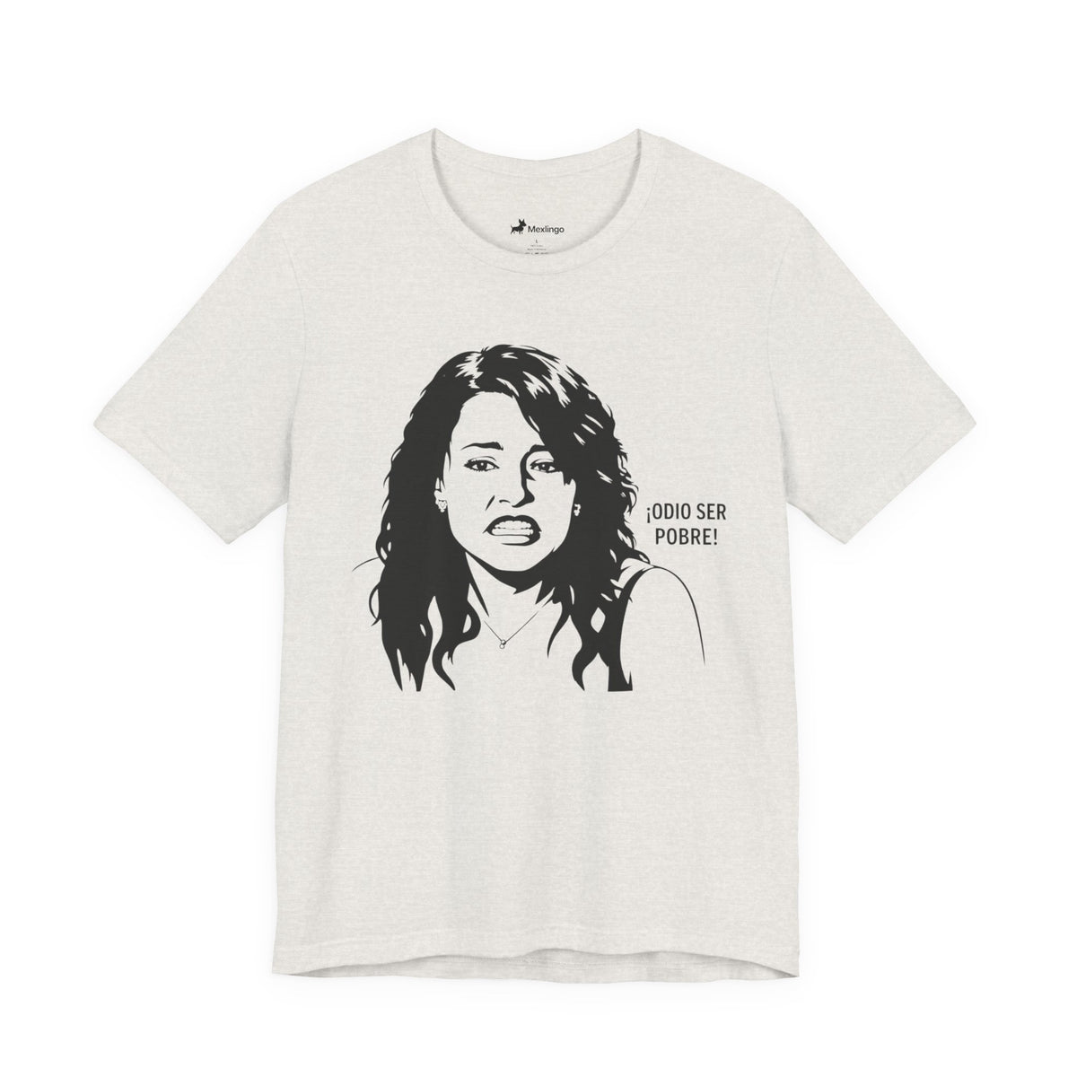 "Odio Ser Pobre" Graphic Tee — Retro Monochrome Portrait T-Shirt