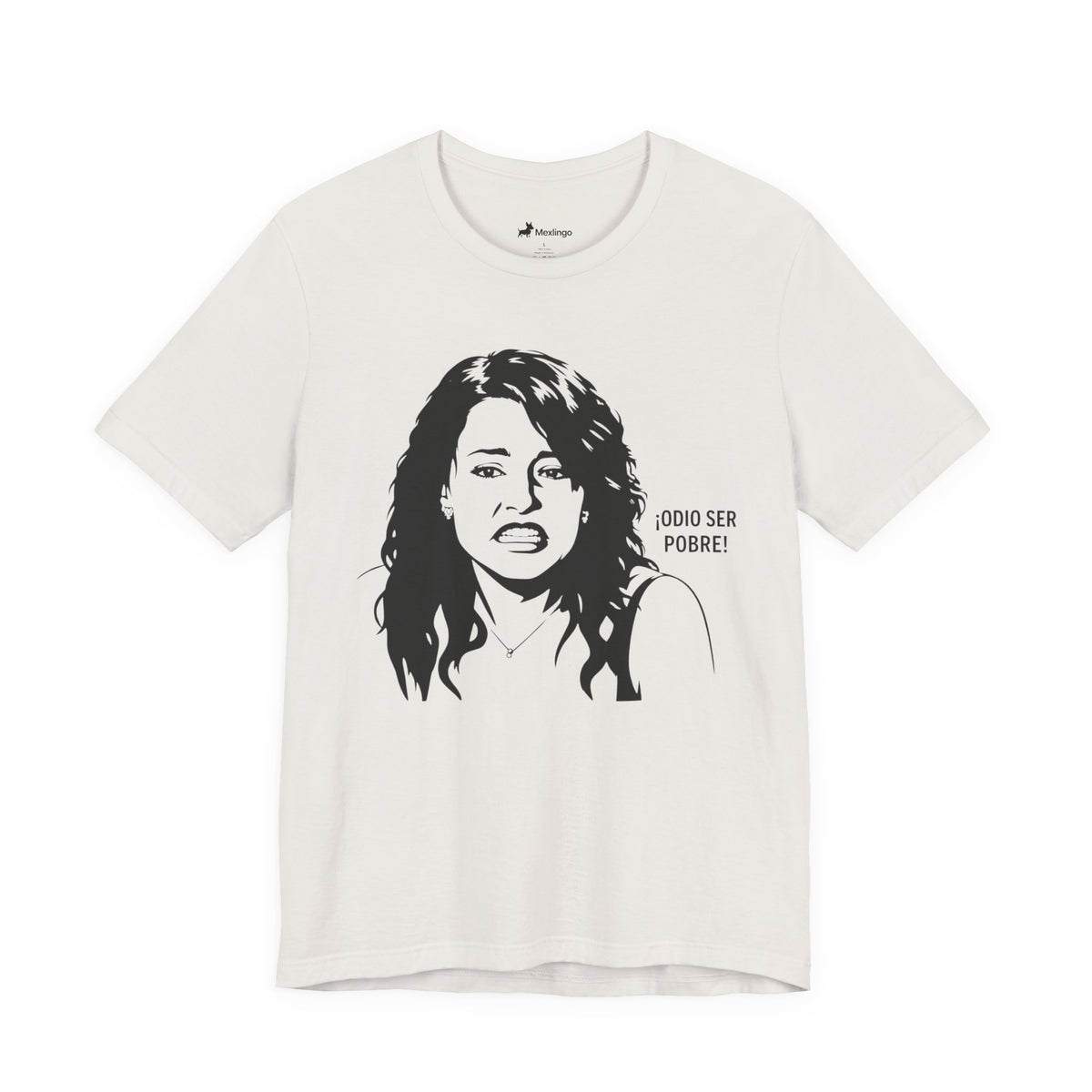 "Odio Ser Pobre" Graphic Tee — Retro Monochrome Portrait T-Shirt