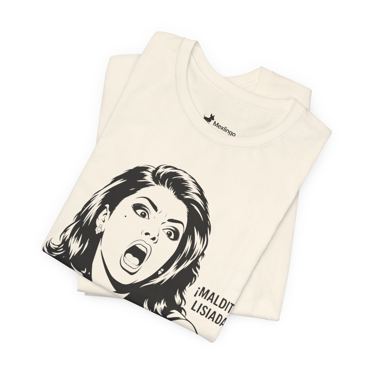 Maldita Lisiada Graphic Tee — Retro Shocked Woman Spanish Phrase T‑Shirt