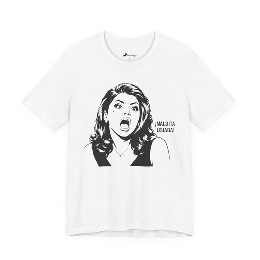 Maldita Lisiada Graphic Tee — Retro Shocked Woman Spanish Phrase T‑Shirt