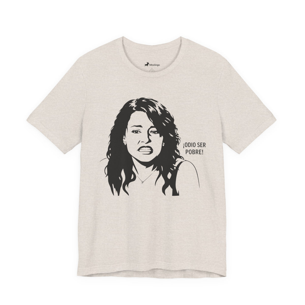 "Odio Ser Pobre" Graphic Tee — Retro Monochrome Portrait T-Shirt