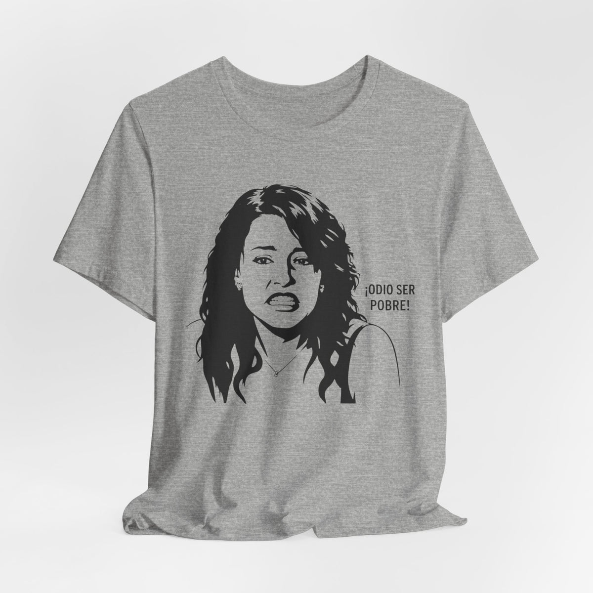 "Odio Ser Pobre" Graphic Tee — Retro Monochrome Portrait T-Shirt
