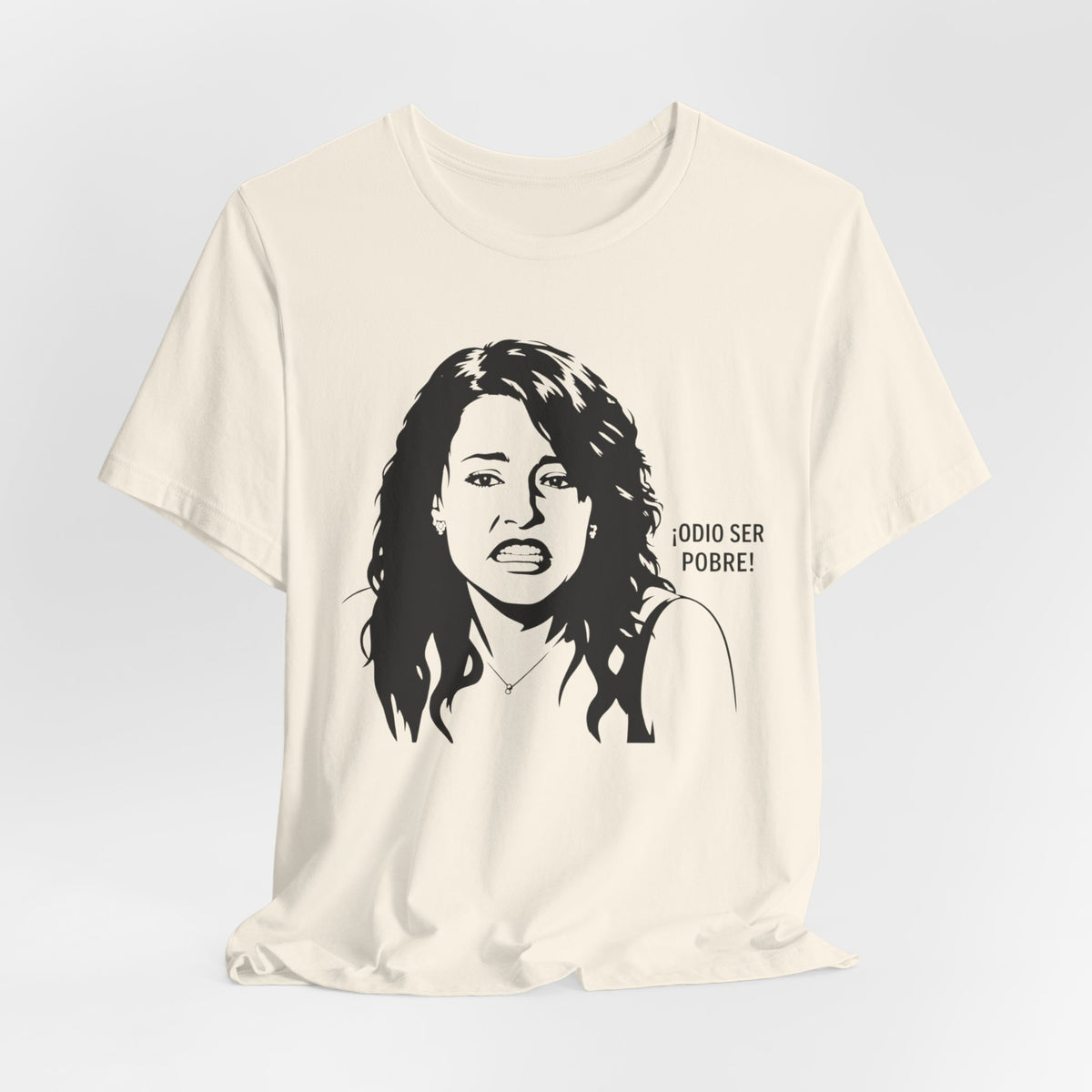 "Odio Ser Pobre" Graphic Tee — Retro Monochrome Portrait T-Shirt
